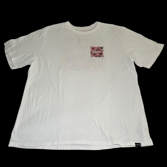 Hurley White Red Blue Patriotic Logo Graphic T-Shirt Men XXL White 4th Of July - Picture 2 of 4